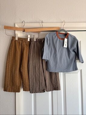 Zara kids + Rototo Bebe trendy plush sweat pants + color block top